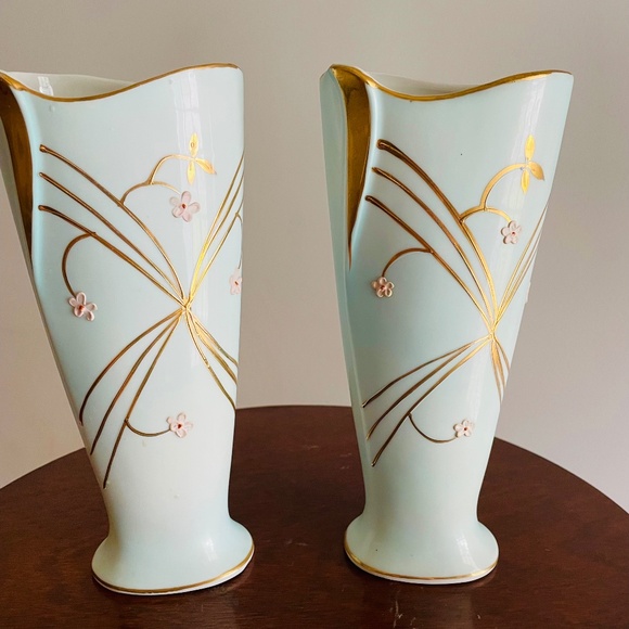 Mid Century Arnart Creation vases, Light Blue Vase Set, Mid Century Vases - Picture 1 of 5